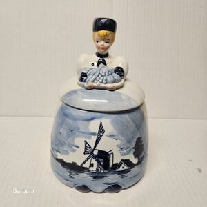 Vintage Little Dutch Boy Delftware Ceramic Bowl with Lid